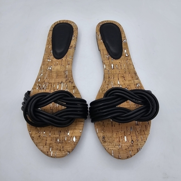 Esprit Womens Katelyn Sandal Faux Leather Flip Flop Flat Slip On Black 10 M - Picture 2 of 12